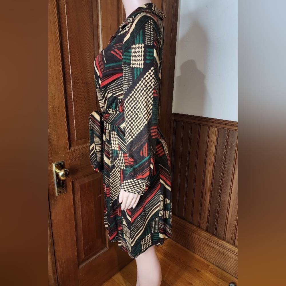 Vintage BUS STOP Brand Multicolor Patterned Women's Dress Size Large